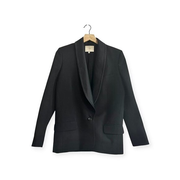 Iro Alix Black Wool Blazer with pin stripe satin collar. 38EU